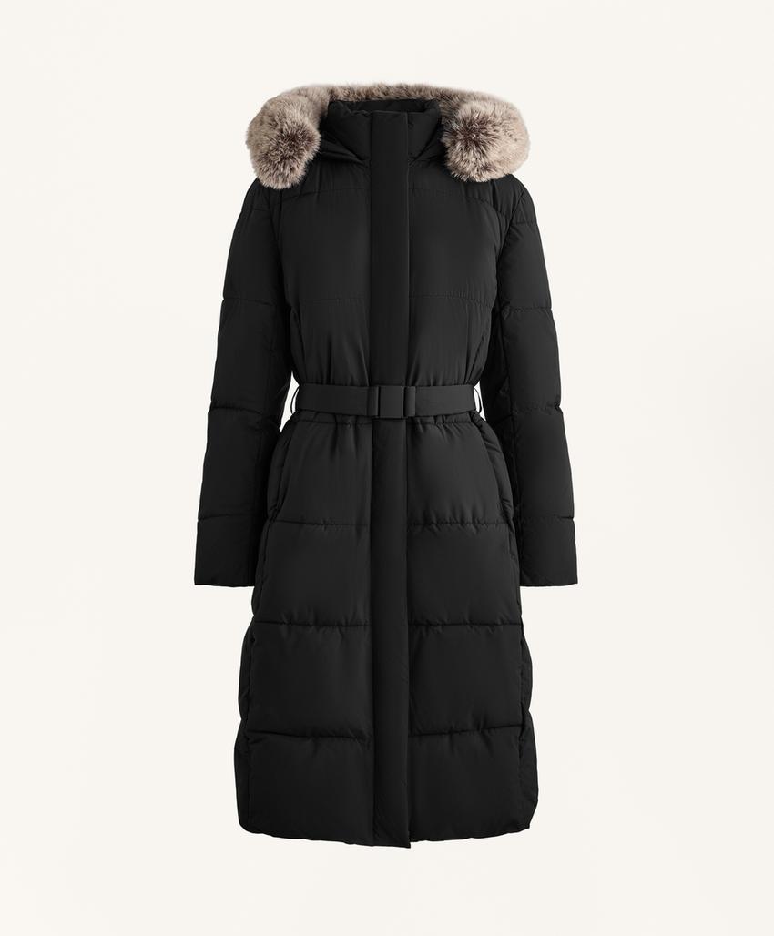 Длинный стеганый пуховик с водоотталкивающим покрытием primaloft®