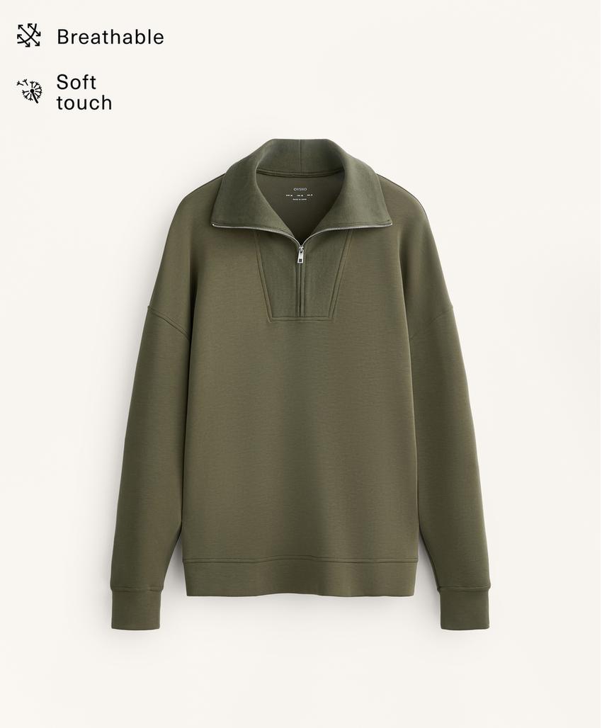 Толстовка с молнией на половину длины из мягкого модала с ребристыми деталями