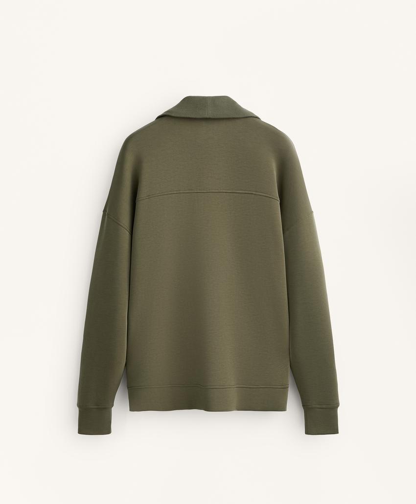 Толстовка с молнией на половину длины из мягкого модала с ребристыми деталями