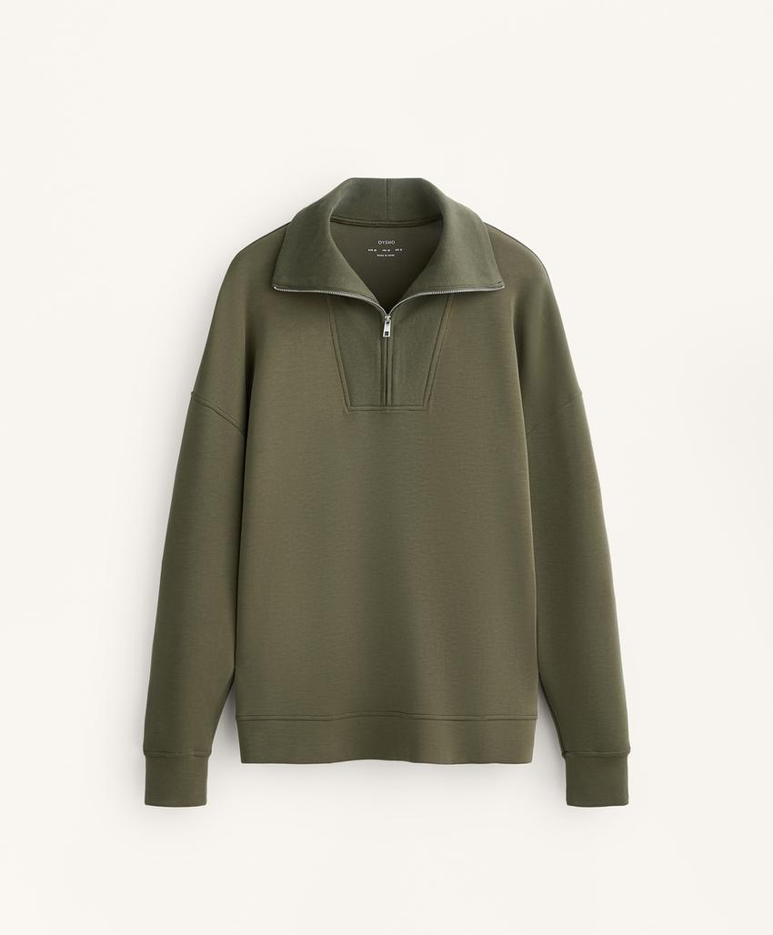 Толстовка с молнией на половину длины из мягкого модала с ребристыми деталями