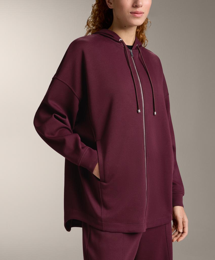 Халат с капюшоном из хлопкового пике свободного кроя