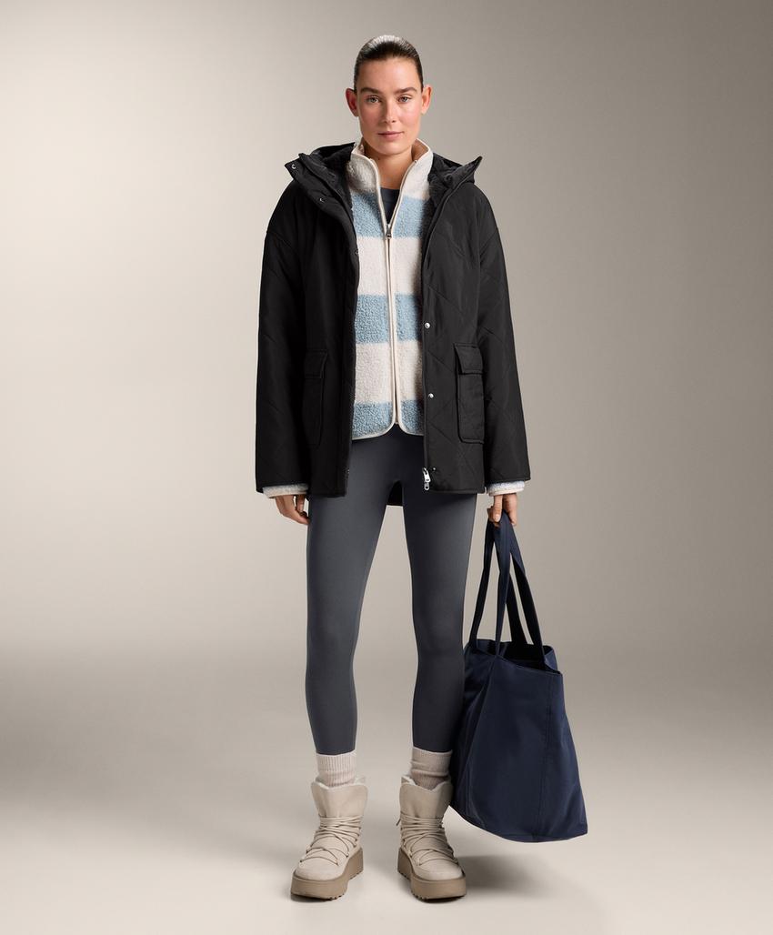 Полосатая куртка-бомбер из искусственного меха