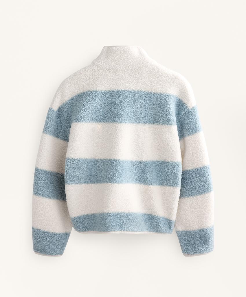 Полосатая куртка-бомбер из искусственного меха