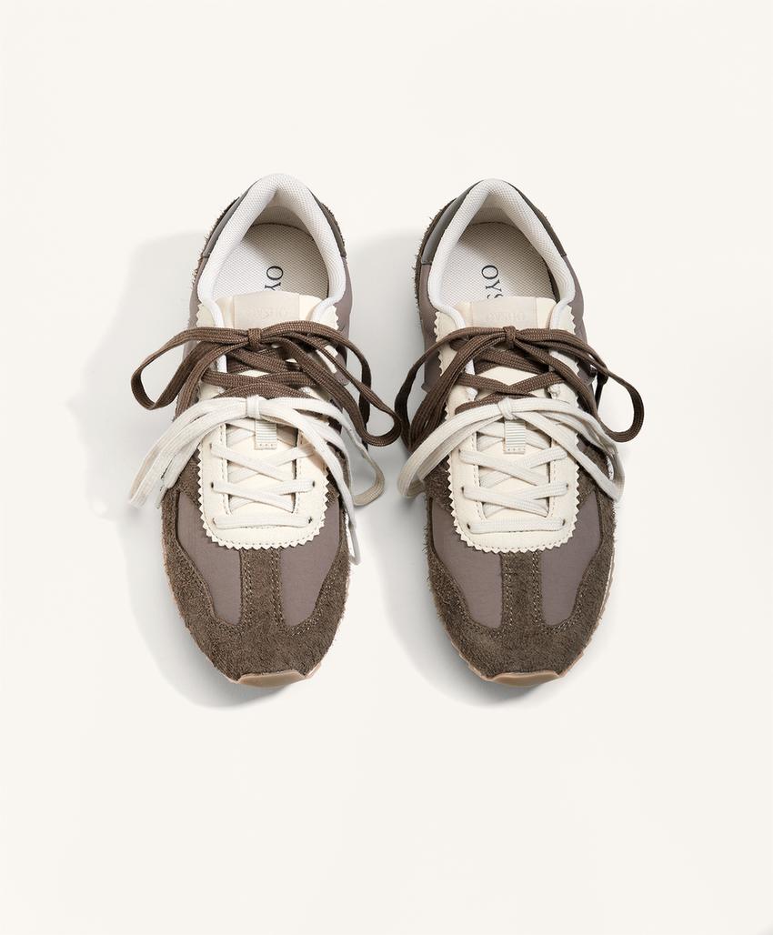 Тапочки для бега из комбинированной разделенной кожи