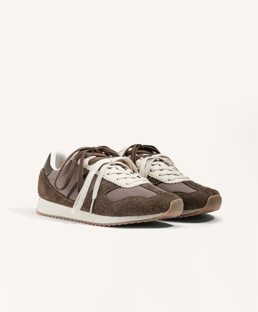 Тапочки для бега из комбинированной разделенной кожи