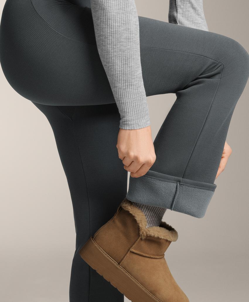 Теплые бесшовные брюки клеш в рубчик с очень высокой посадкой, 70 см