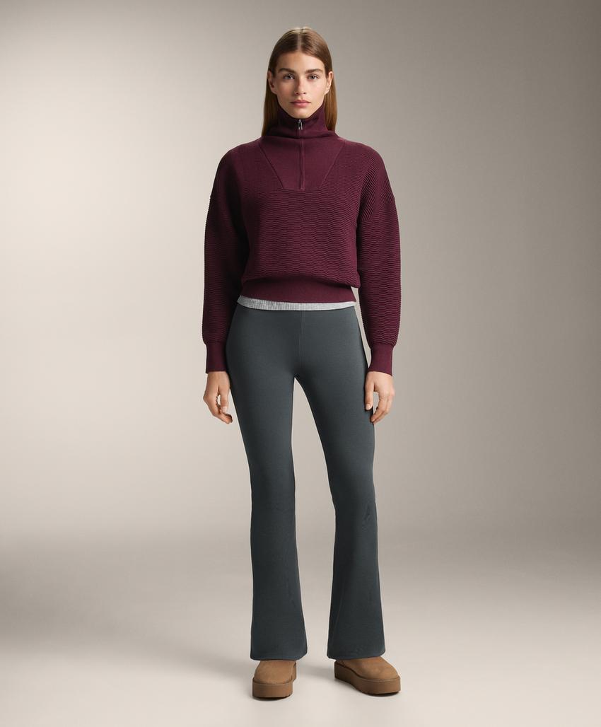 Теплые бесшовные брюки клеш в рубчик с очень высокой посадкой, 70 см