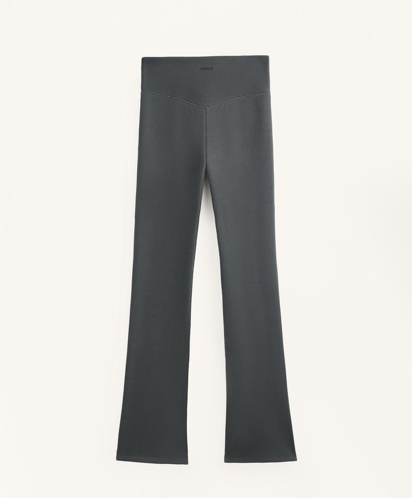 Теплые бесшовные брюки клеш в рубчик с очень высокой посадкой, 70 см