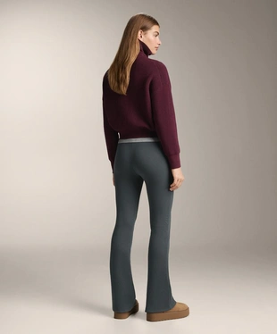 Теплые бесшовные брюки клеш в рубчик с очень высокой посадкой, 70 см- Заказать в России