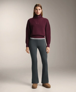 Теплые бесшовные брюки клеш в рубчик с очень высокой посадкой, 70 см- Заказать в России