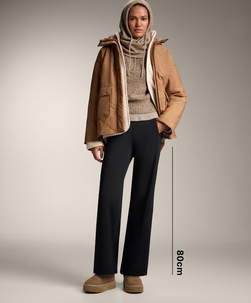 Прямые утепленные брюки с высокой посадкой