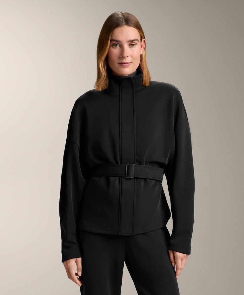 Длинное пальто с поясом из мягкой модальной ткани