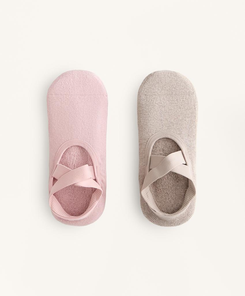 2 пары носков для йоги и пилатеса из хлопкового смесового материала с перекрещивающимися ремешками