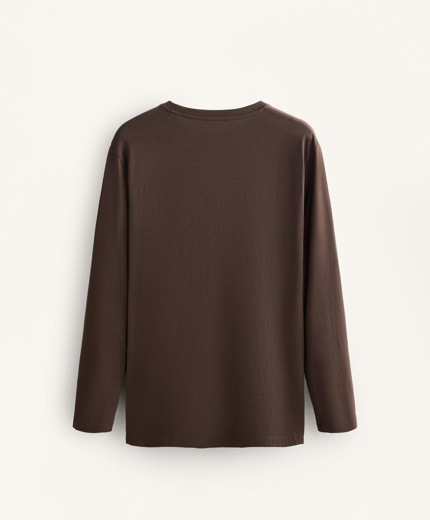 Просторная футболка с длинным рукавом из смесового хлопка