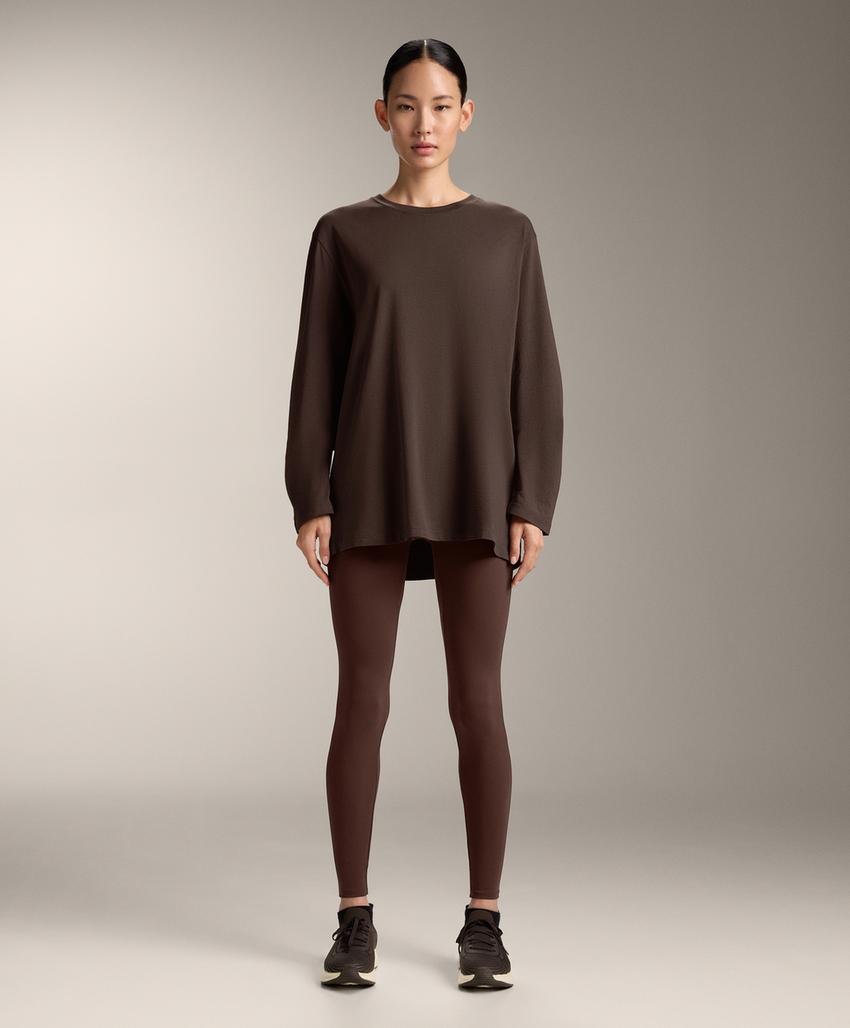 Просторная футболка с длинным рукавом из смесового хлопка