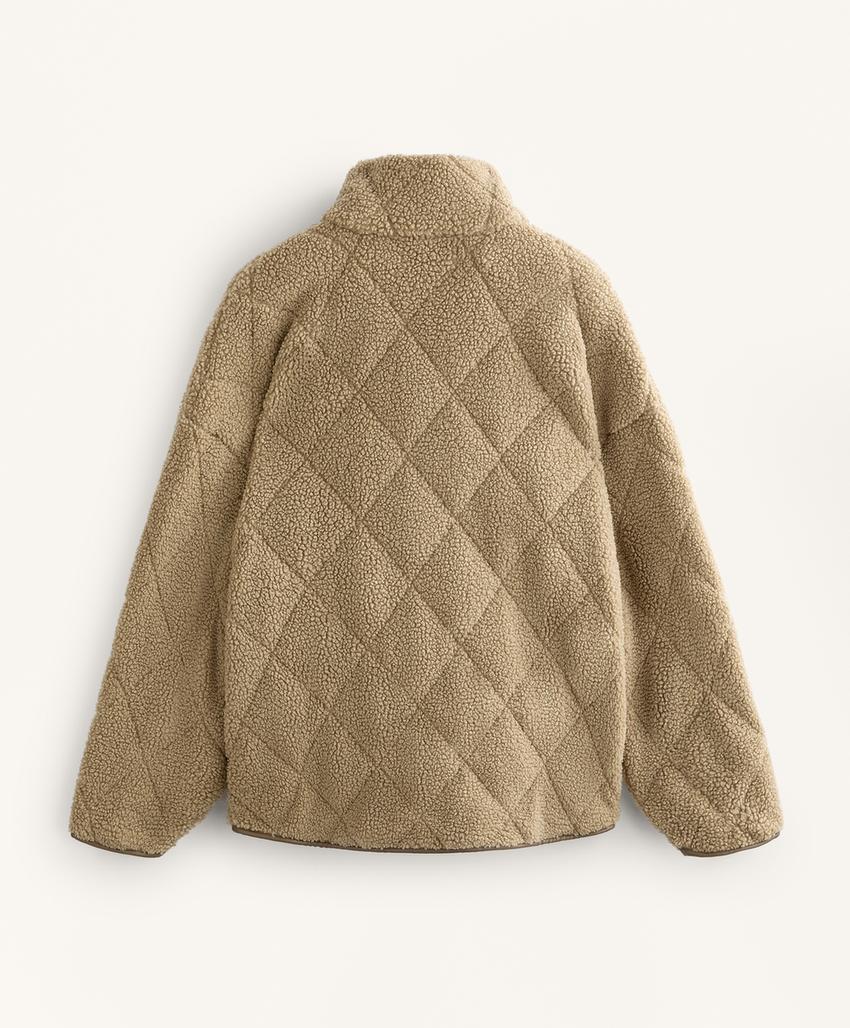 Джинсовая куртка с имитацией овчины в ромбах