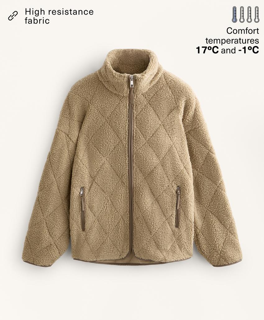 Джинсовая куртка с имитацией овчины в ромбах