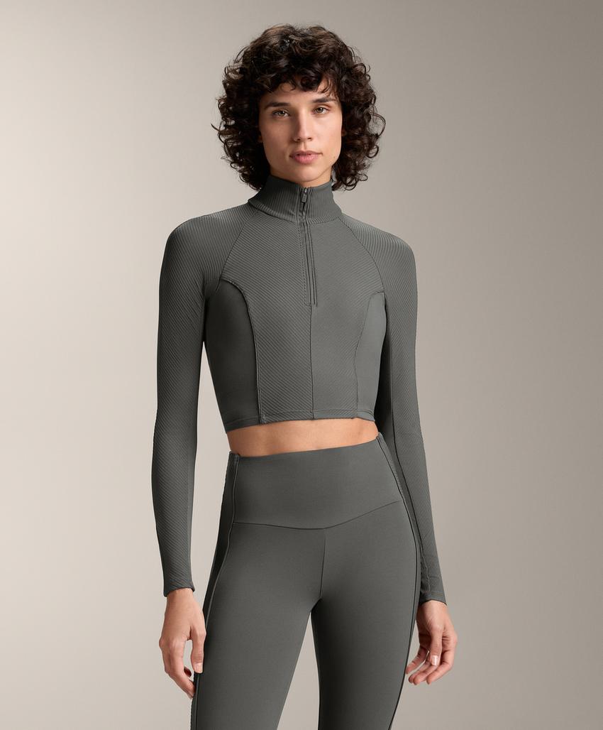 Топ с длинным рукавом и ребристыми вставками comfortlux