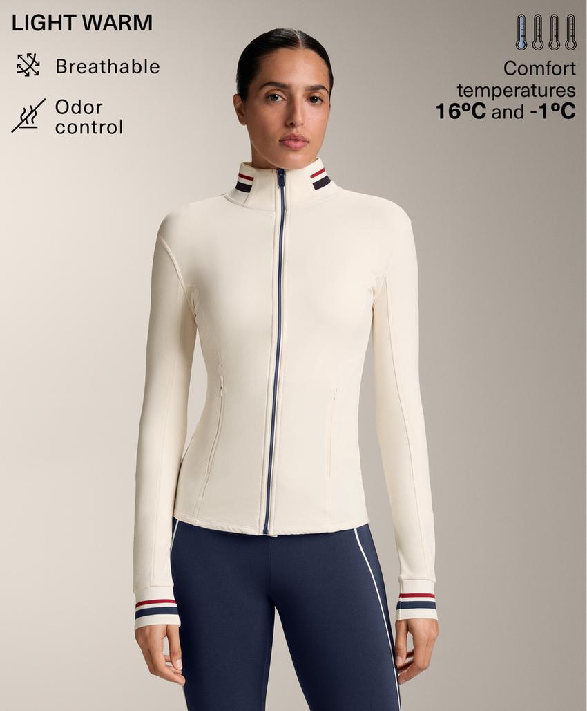 Светлая теплая техническая резиновая куртка