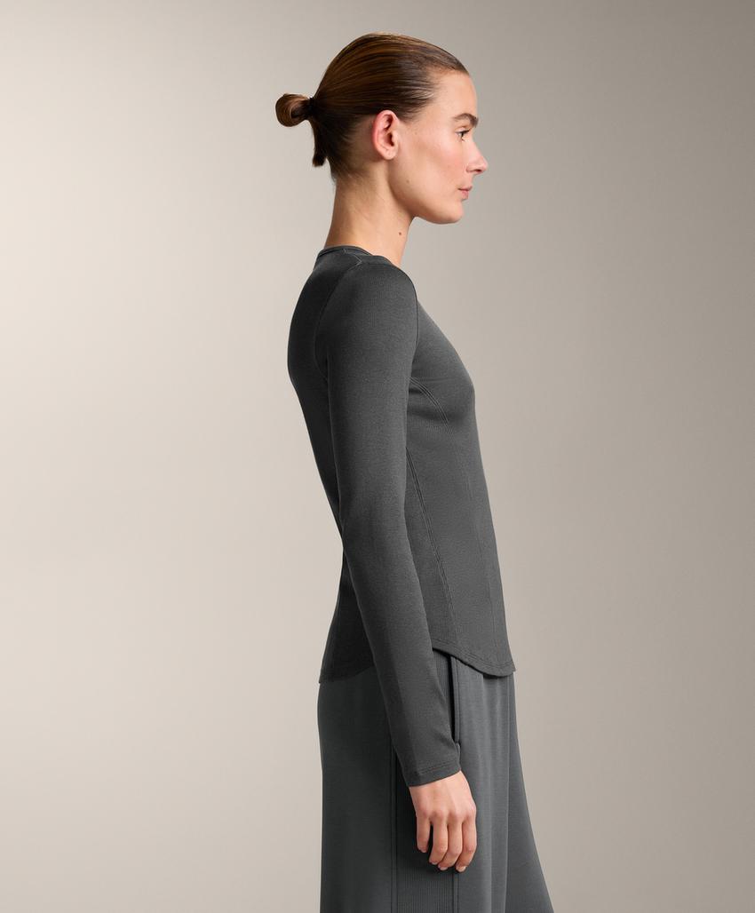 Футболка с длинным рукавом из ребристого хлопка и модала