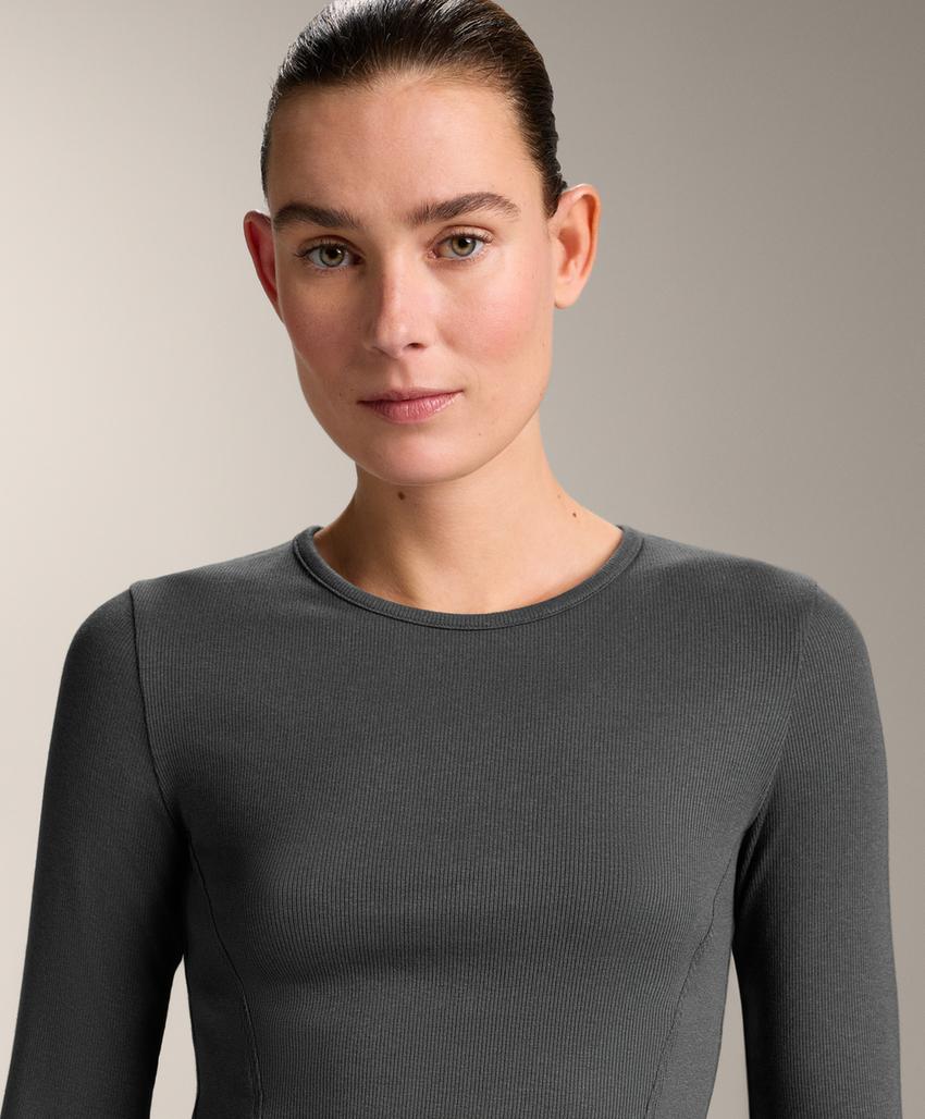 Футболка с длинным рукавом из ребристого хлопка и модала