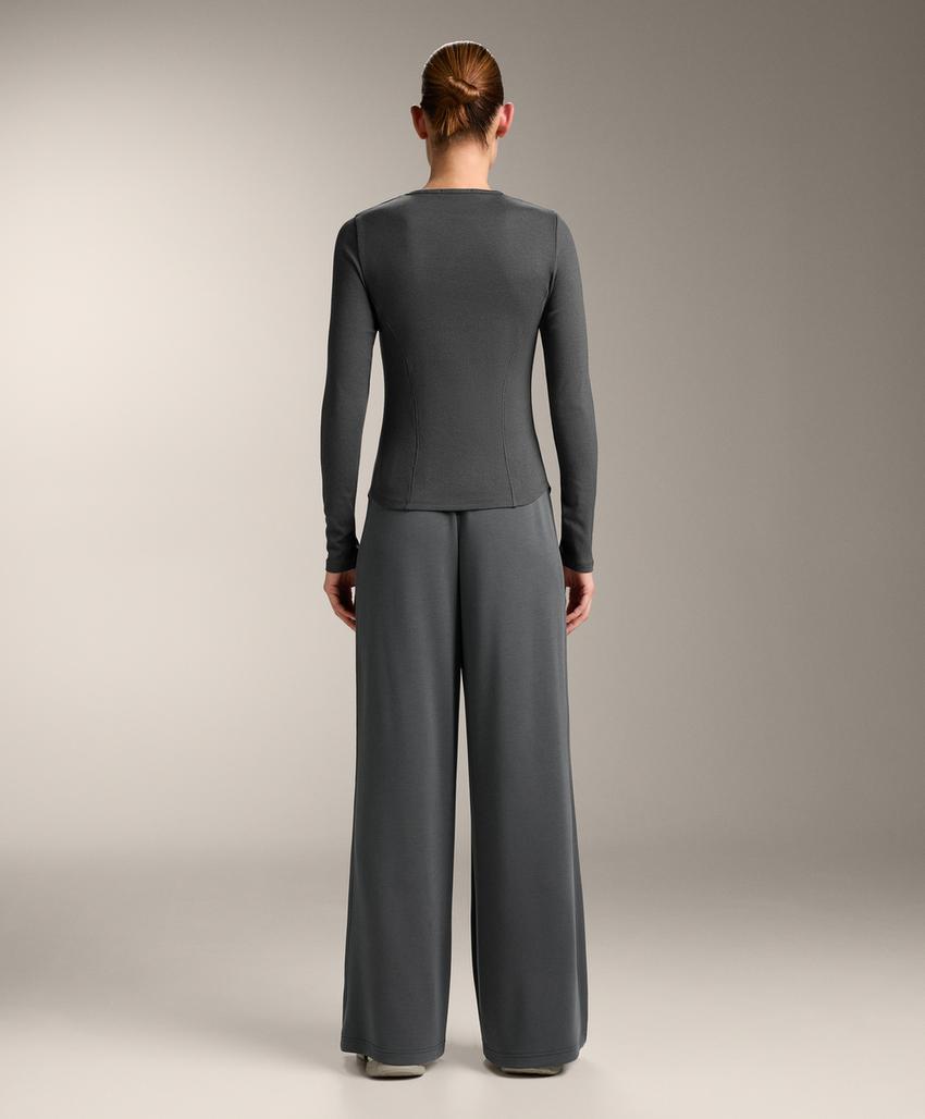 Футболка с длинным рукавом из ребристого хлопка и модала