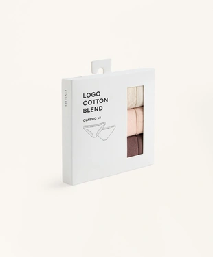 3 классических трусов из смесового хлопка с логотипом- Заказать в России