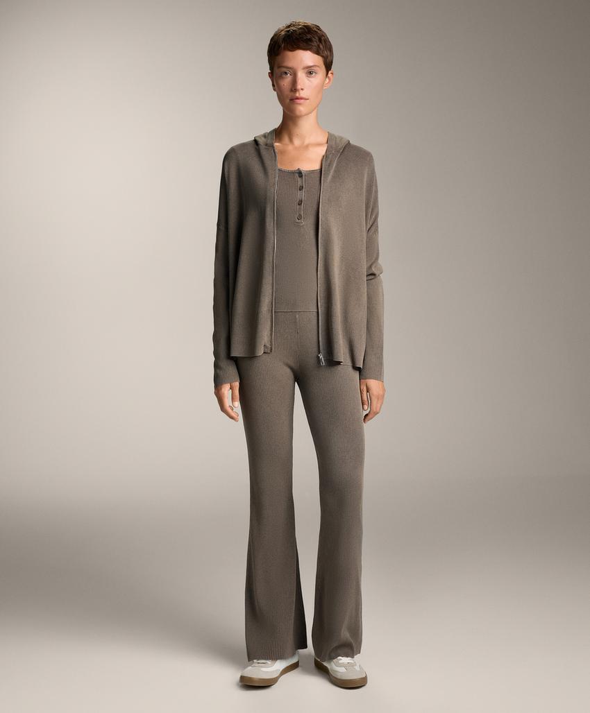 Длинный вязаный жакет с эффектом потертости