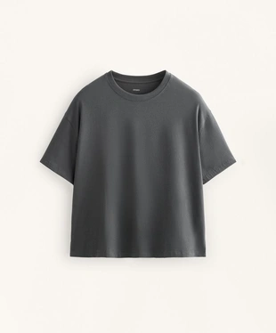 Футболка квадратного кроя из смесового хлопка с короткими рукавами- Заказать в России