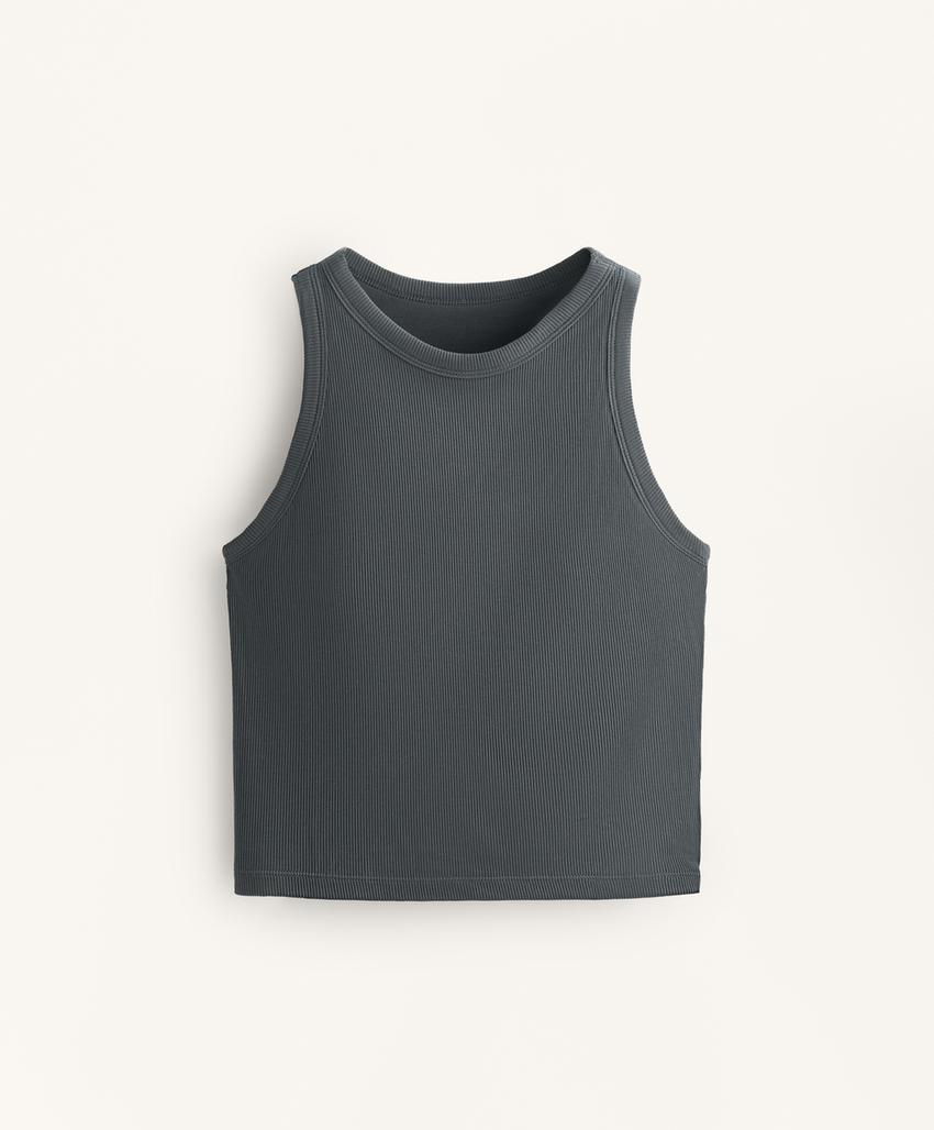 Длинный топ из модального микса с ребристой текстурой