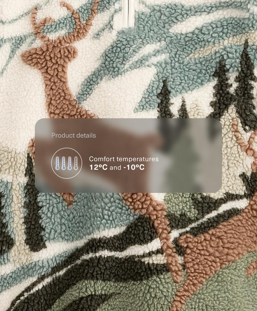 Свитшот с отделкой под мех оленями и ландшафтом