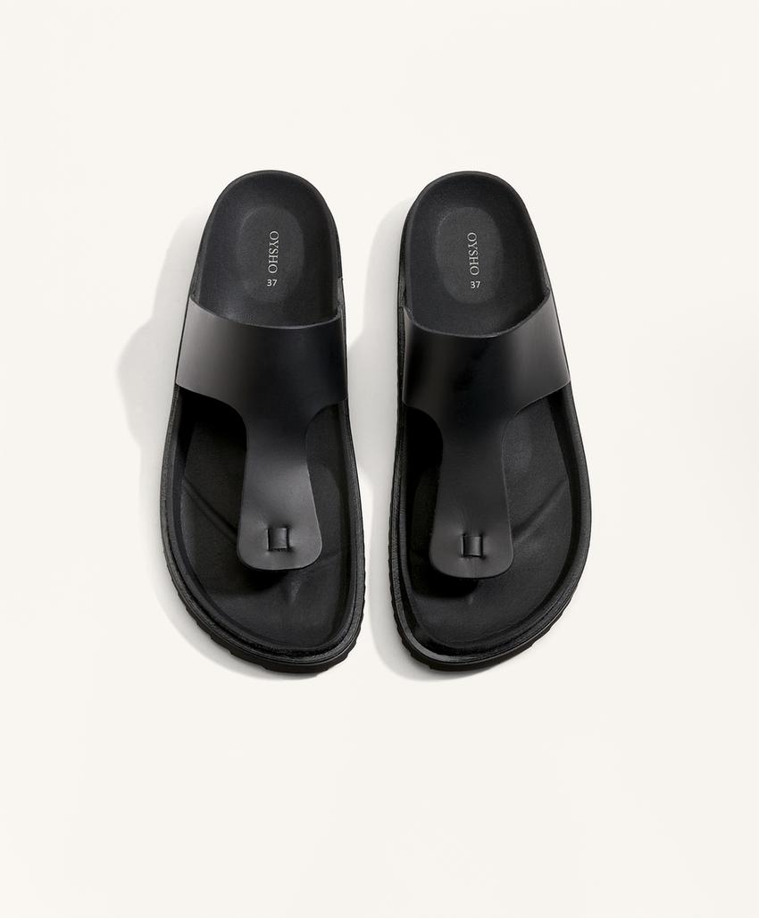 Сандалии из кожи с деталью t-образной вырезки