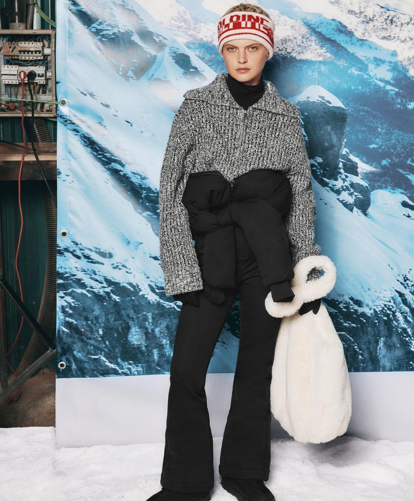 Джемпер с изогнутой вязкой и молнией до половины