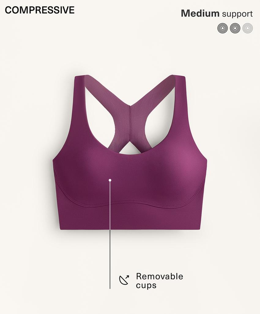 Сжатый бюстгальтер средней поддержки с чашечками