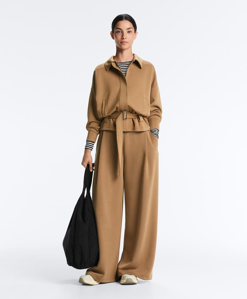 Брюки High rise из твила со складками