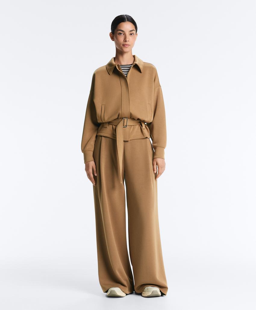 Брюки High rise из твила со складками