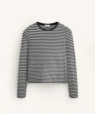 Футболка с длинным рукавом в полоску, облегающий крой- Заказать в России