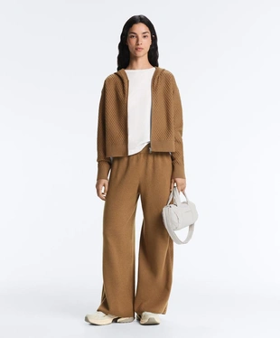 Вязаные брюки прямого кроя со структурным узором по бокам- Заказать в России