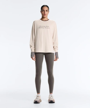 LONG SLEEVE COTTON BLEND T-SHIRT WITH SLOGAN- Заказать в России