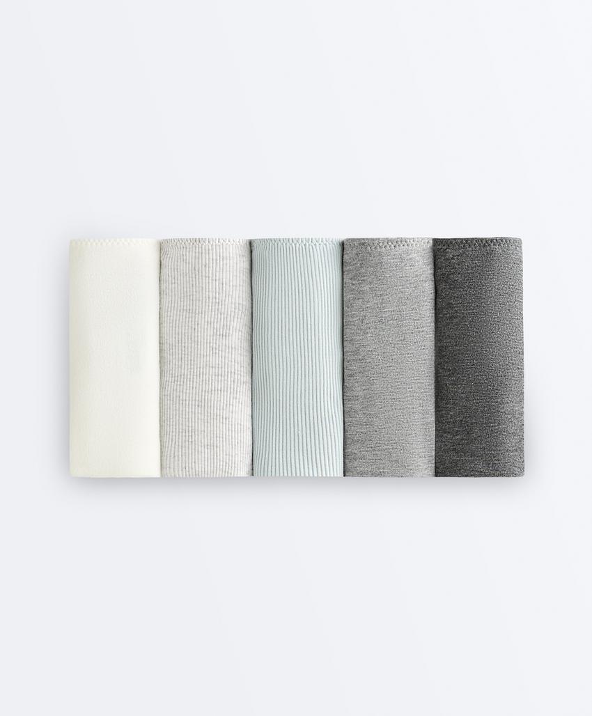 5 трусов бразильяна из смесового хлопка Rib и гладкие