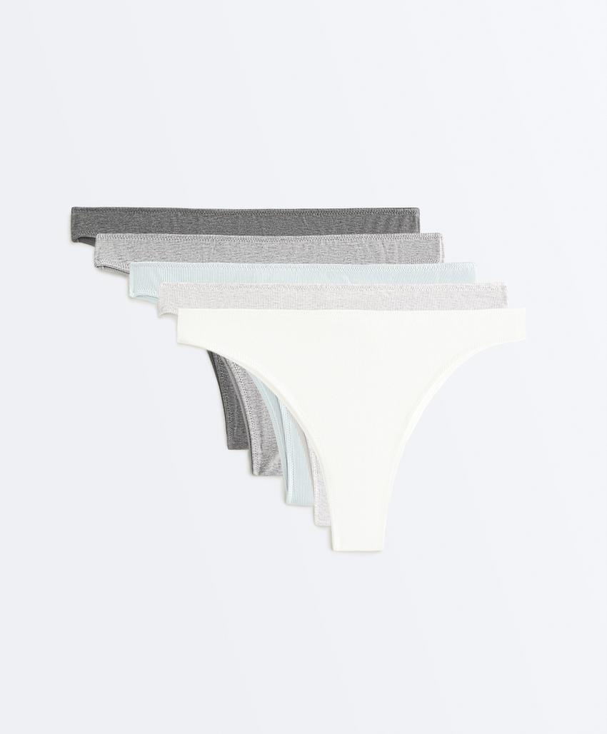 5 трусов бразильяна из смесового хлопка Rib и гладкие