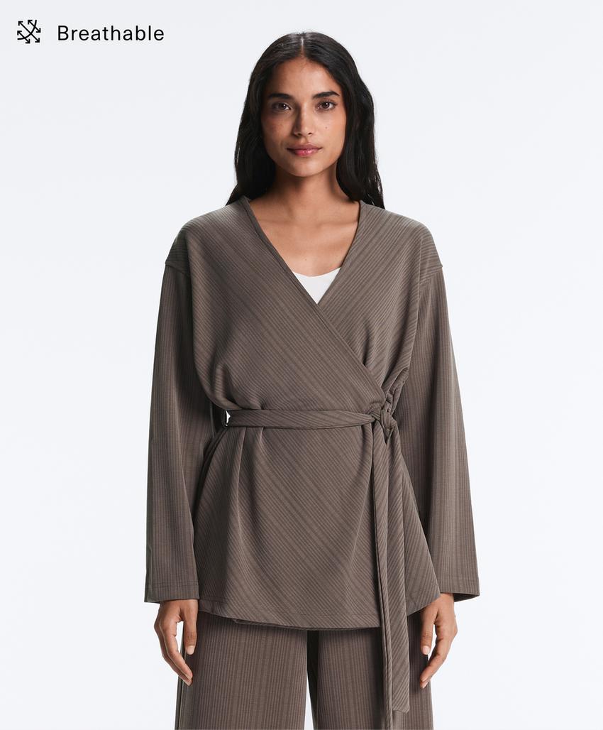 Длинная куртка с асимметричной полоской из модала