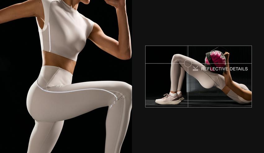 High-rise Compressive reflective core control ankle-length leggings