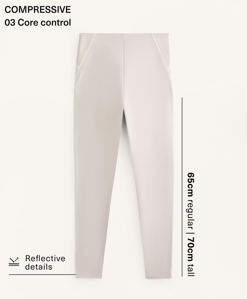 High-rise Compressive reflective core control ankle-length leggings
