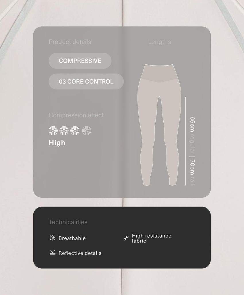 Леггинсы с высокой посадкой и компрессией для контроля фигуры с отражающими элементами на щиколотке