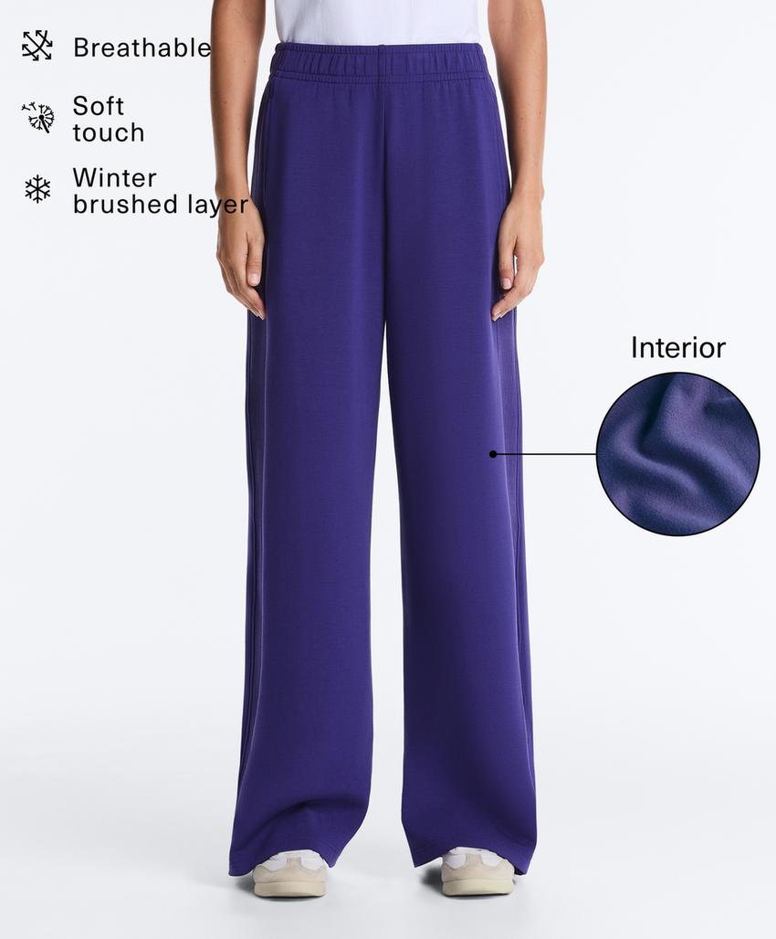 Прямые широкие брюки Rib из ворсового модала