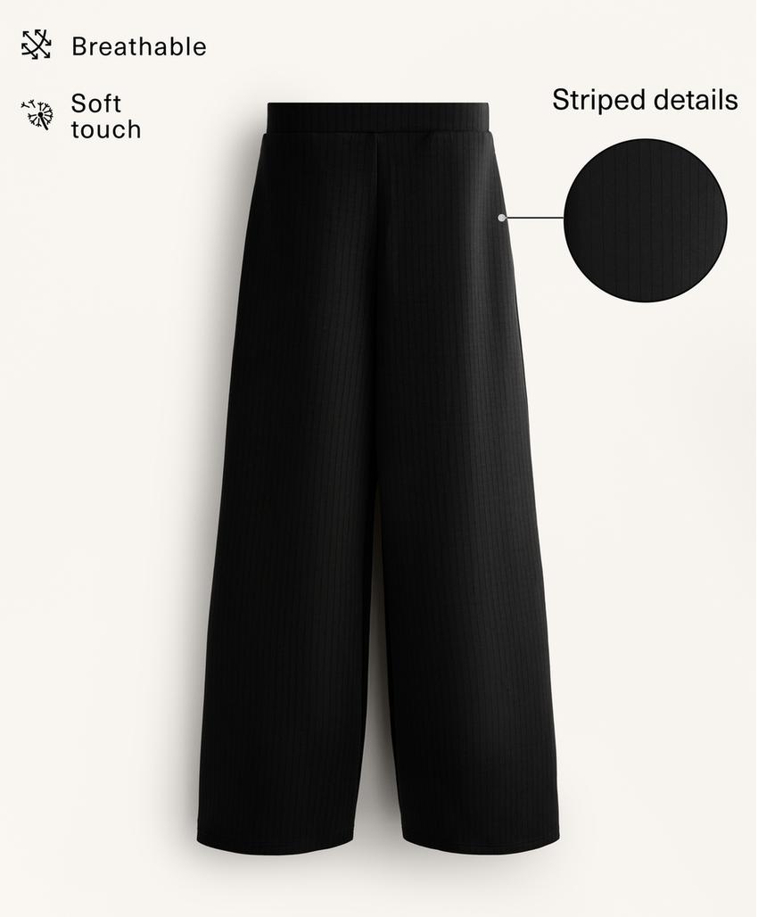 Прямые брюки в полоску из модала с мягкой на ощупь тканью