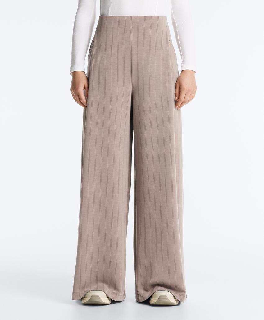 Широкие полосатые брюки из мягкой ткани с модалом