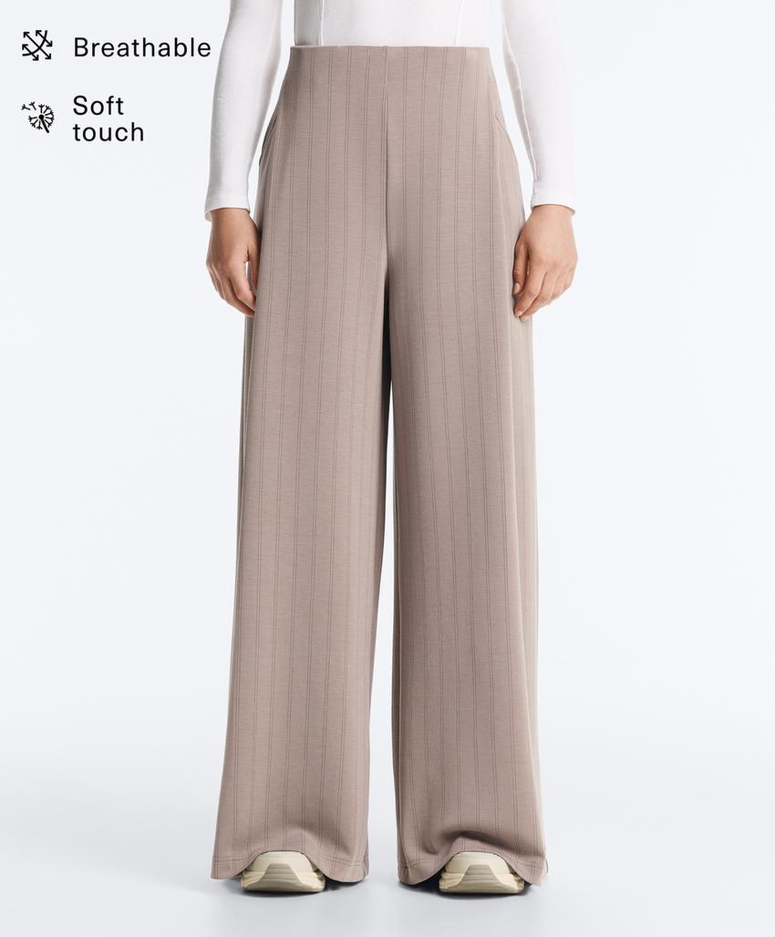 Широкие полосатые брюки из мягкой ткани с модалом