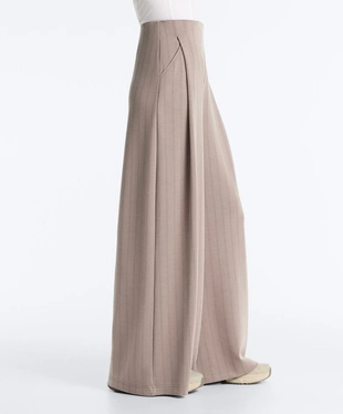 Широкие полосатые брюки из мягкой ткани с модалом- Заказать в России